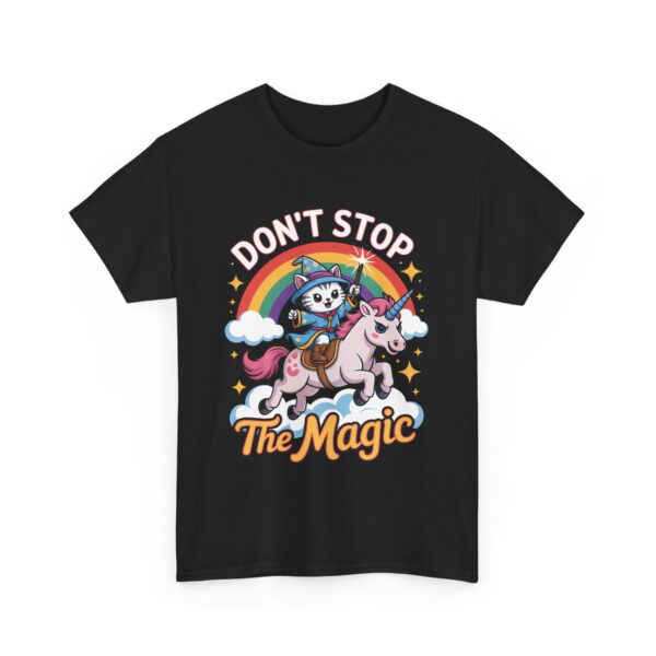 Don’t Stop the Magic Kawaii Kitten Mage Unicorn Rainbow Fantasy Design Unisex Heavy Cotton Tee