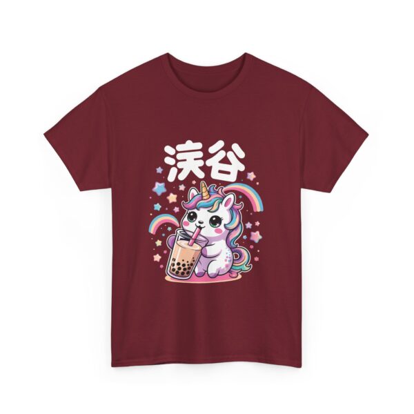 Kawaii Unicorn Drinking Boba Tea Cute Rainbow Bubble Tea Fantasy Design Unisex Heavy Cotton Tee - Image 2