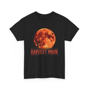 Harvest Moon Horror Halloween Full Moon Creepy Spooky Goth Design Unisex Heavy Cotton Tee