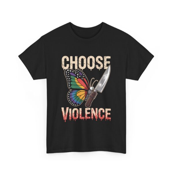 Choose Violence Funny Butterfly Knife Contrast Meme Quirky Design Unisex Heavy Cotton Tee