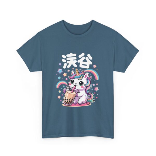 Kawaii Unicorn Drinking Boba Tea Cute Rainbow Bubble Tea Fantasy Design Unisex Heavy Cotton Tee - Image 6