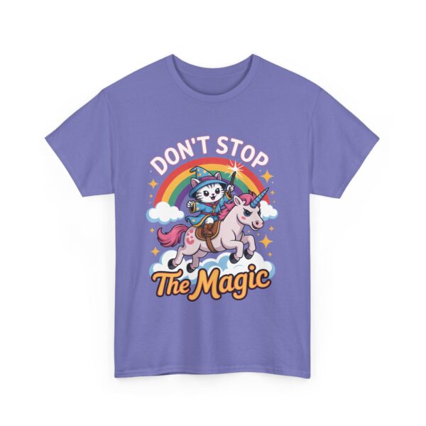 Don’t Stop the Magic Kawaii Kitten Mage Unicorn Rainbow Fantasy Design Unisex Heavy Cotton Tee - Image 7