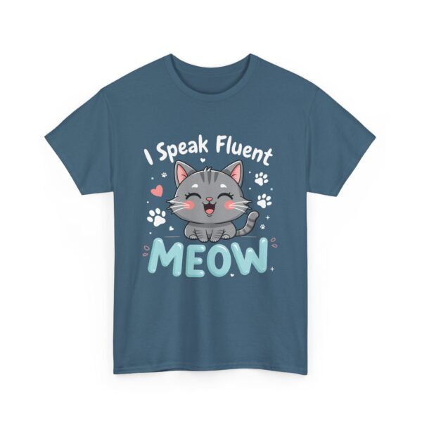 I Speak Fluent Meow Kawaii Cat Lover Cute Kitten Hearts Pawprints Design Unisex Heavy Cotton Tee