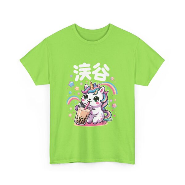 Kawaii Unicorn Drinking Boba Tea Cute Rainbow Bubble Tea Fantasy Design Unisex Heavy Cotton Tee - Image 5