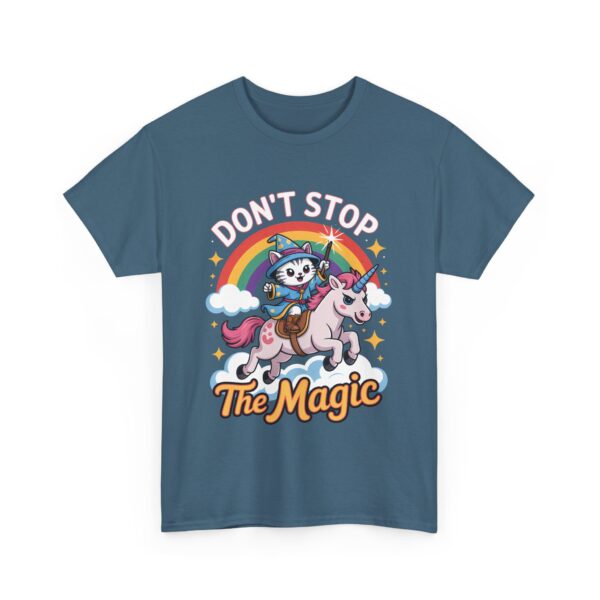 Don’t Stop the Magic Kawaii Kitten Mage Unicorn Rainbow Fantasy Design Unisex Heavy Cotton Tee - Image 6