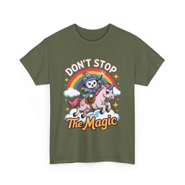 Don’t Stop the Magic Kawaii Kitten Mage Unicorn Rainbow Fantasy Design Unisex Heavy Cotton Tee - Image 5