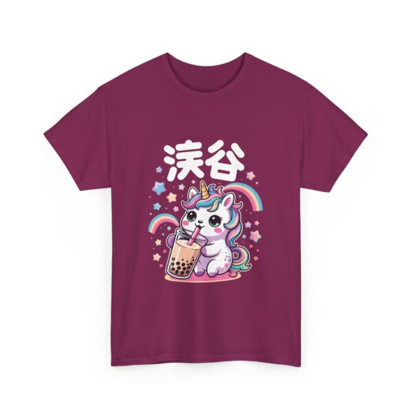 Kawaii Unicorn Drinking Boba Tea Cute Rainbow Bubble Tea Fantasy Design Unisex Heavy Cotton Tee - Image 9
