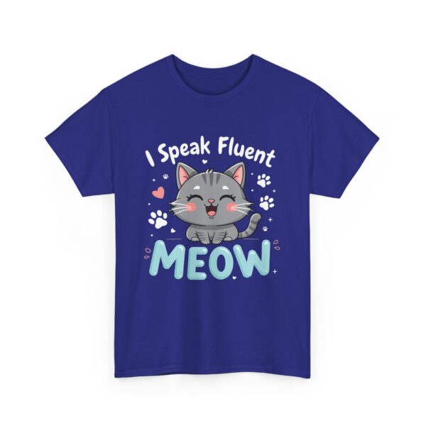 I Speak Fluent Meow Kawaii Cat Lover Cute Kitten Hearts Pawprints Design Unisex Heavy Cotton Tee - Image 5