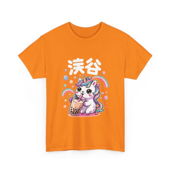 Kawaii Unicorn Drinking Boba Tea Cute Rainbow Bubble Tea Fantasy Design Unisex Heavy Cotton Tee - Image 3
