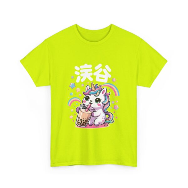 Kawaii Unicorn Drinking Boba Tea Cute Rainbow Bubble Tea Fantasy Design Unisex Heavy Cotton Tee - Image 4