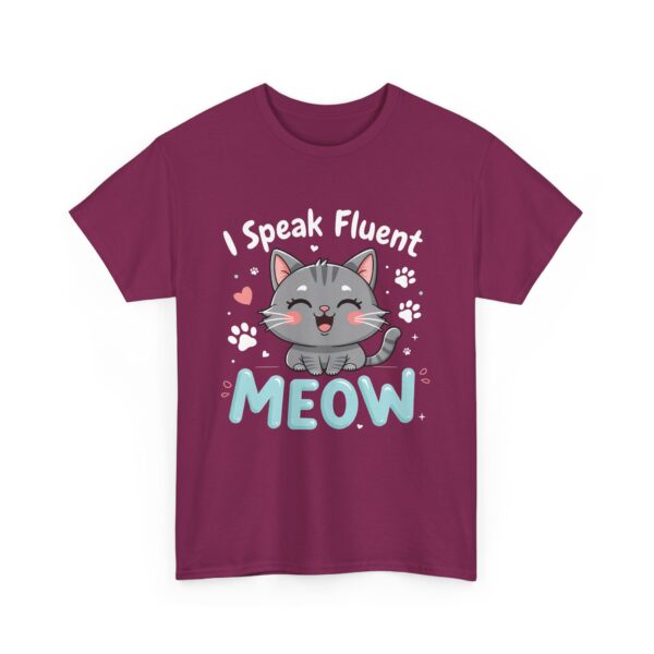 I Speak Fluent Meow Kawaii Cat Lover Cute Kitten Hearts Pawprints Design Unisex Heavy Cotton Tee - Image 6