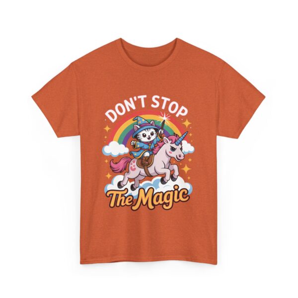 Don’t Stop the Magic Kawaii Kitten Mage Unicorn Rainbow Fantasy Design Unisex Heavy Cotton Tee - Image 3