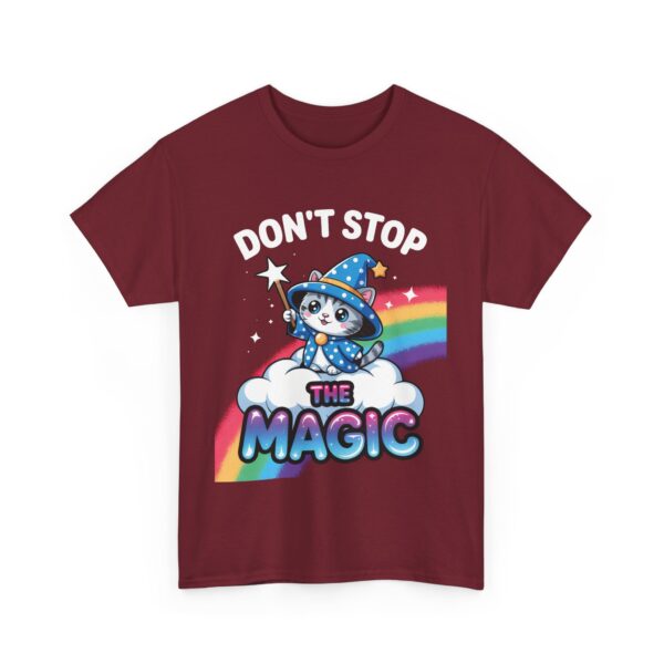 Don’t Stop the Magic Kawaii Wizard Kitten Rainbow Cloud Whimsical Design Unisex Heavy Cotton Tee - Image 6