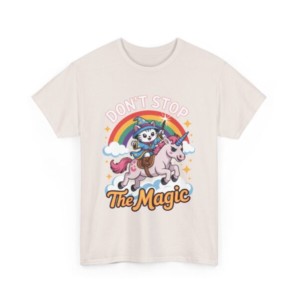 Don’t Stop the Magic Kawaii Kitten Mage Unicorn Rainbow Fantasy Design Unisex Heavy Cotton Tee - Image 4