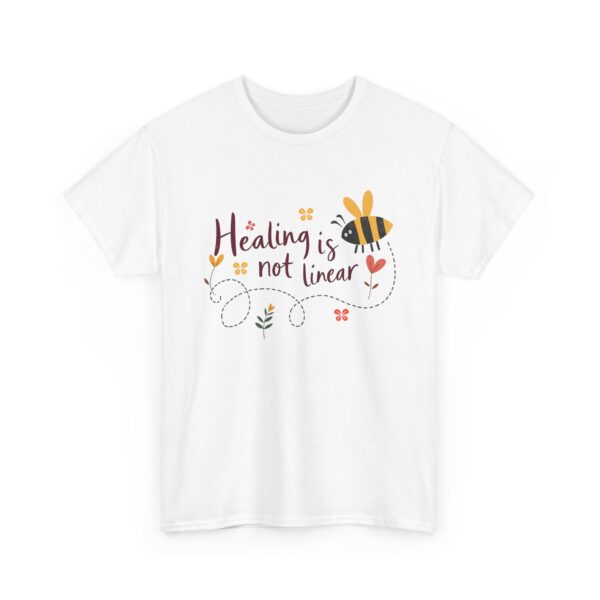 Healing Is Not Linear Bumblebee Mental Health Growth Self Care Aesthetic Nature Unisex Heavy Cotton Tee - Image 2