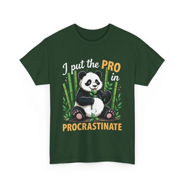 Funny Lazy Panda Procrastination Quote Mental Wellness Humor Bamboo Forest Design Unisex Heavy Cotton Tee - Image 4