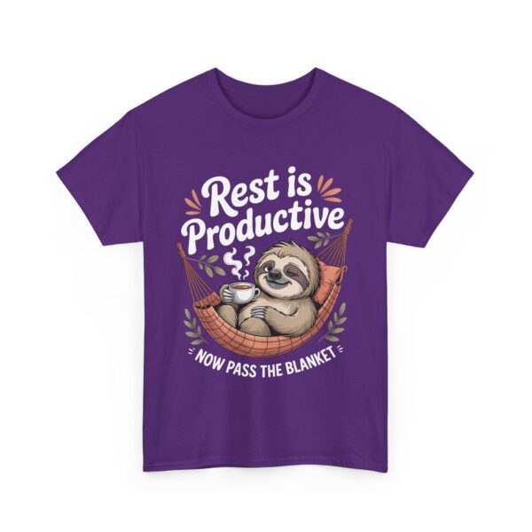 Burnout Rest Is Productive Sloth Tea Anti Hustle Mental Health Self Care Aesthetic Cozy Unisex Heavy Cotton Tee - Image 4