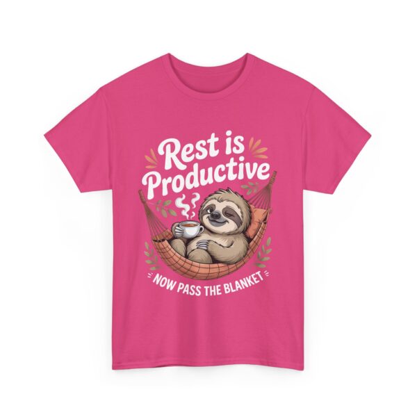 Burnout Rest Is Productive Sloth Tea Anti Hustle Mental Health Self Care Aesthetic Cozy Unisex Heavy Cotton Tee - Image 5