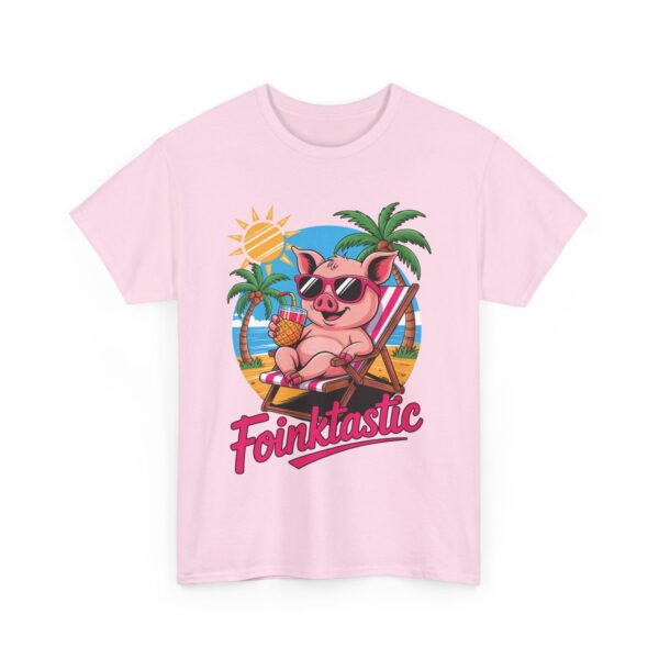 Foinktastic Funny Pig Beach Summer Vacation Palm Sun Animal Pun Design Unisex Heavy Cotton Tee - Image 10