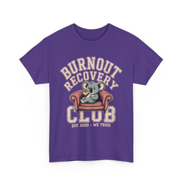 Burnout Recovery Club Funny Koala Tea Couch Retro Style Art Unisex Heavy Cotton Tee - Image 7