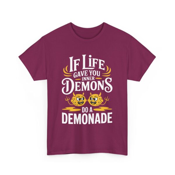 funny mental health meme demonade inner demons pun dark humor lemons joke Unisex Heavy Cotton Tee - Image 4