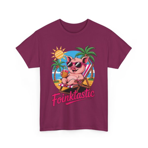 Foinktastic Funny Pig Beach Summer Vacation Palm Sun Animal Pun Design Unisex Heavy Cotton Tee - Image 11