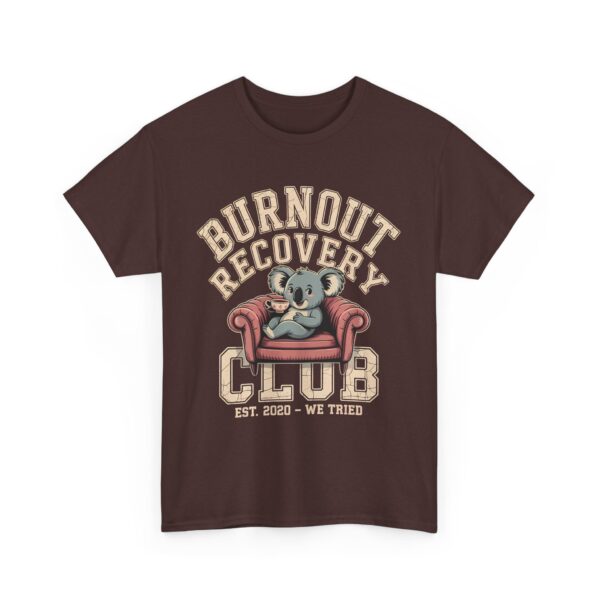Burnout Recovery Club Funny Koala Tea Couch Retro Style Art Unisex Heavy Cotton Tee - Image 4