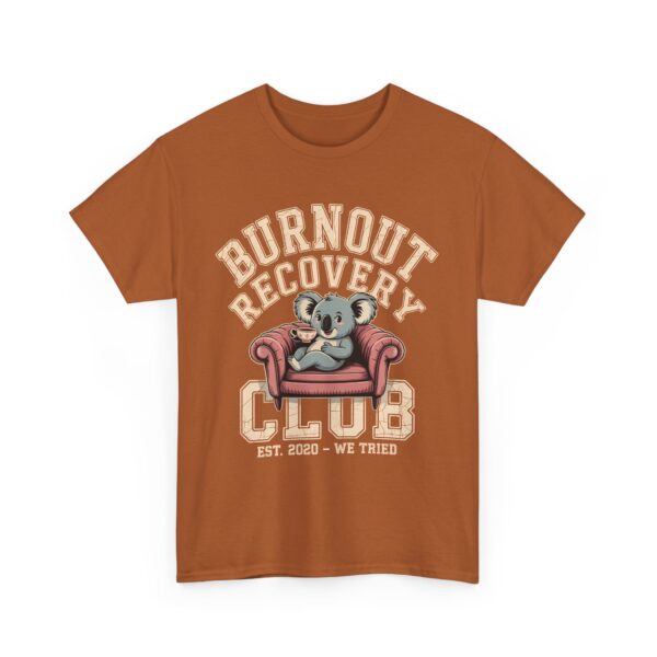 Burnout Recovery Club Funny Koala Tea Couch Retro Style Art Unisex Heavy Cotton Tee - Image 6