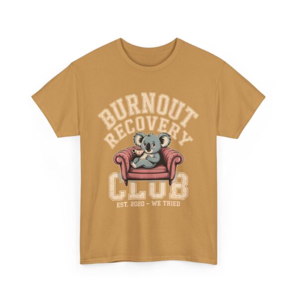 Burnout Recovery Club Funny Koala Tea Couch Retro Style Art Unisex Heavy Cotton Tee - Image 5