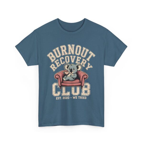 Burnout Recovery Club Funny Koala Tea Couch Retro Style Art Unisex Heavy Cotton Tee
