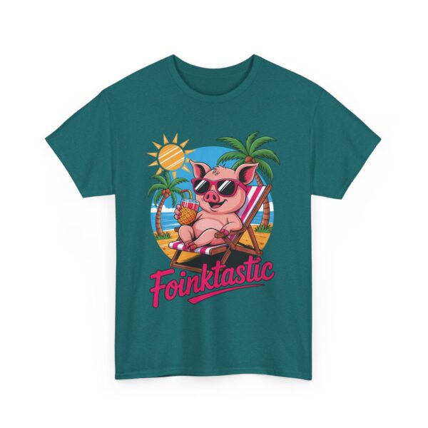 Foinktastic Funny Pig Beach Summer Vacation Palm Sun Animal Pun Design Unisex Heavy Cotton Tee - Image 8
