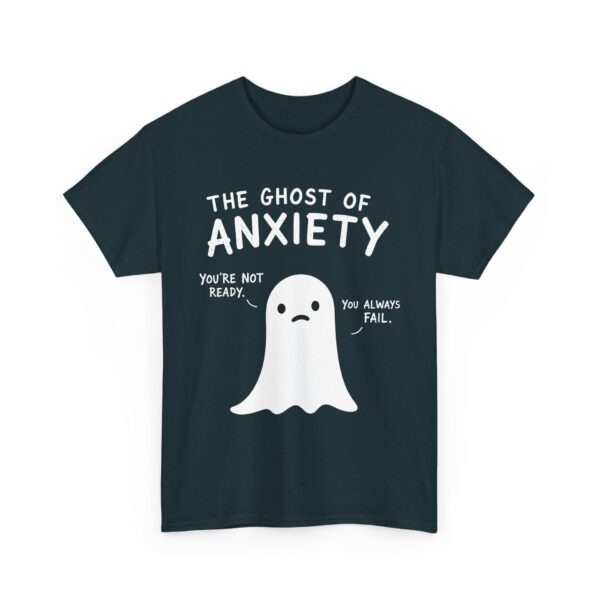 The Ghost of Anxiety – Minimalist Mental Health Doodle Ghost Design Unisex Heavy Cotton Tee - Image 8