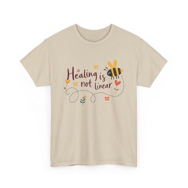 Healing Is Not Linear Bumblebee Mental Health Growth Self Care Aesthetic Nature Unisex Heavy Cotton Tee - Image 3