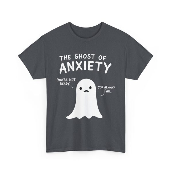 The Ghost of Anxiety – Minimalist Mental Health Doodle Ghost Design Unisex Heavy Cotton Tee - Image 9