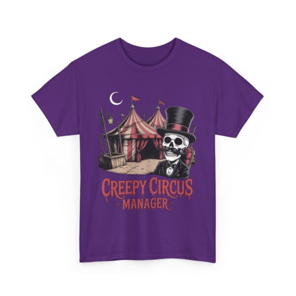 Creepy Circus Manager Halloween Skull Mardi Gras Horror Gothic Design Unisex Heavy Cotton Tee - Image 2