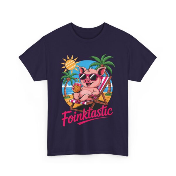 Foinktastic Funny Pig Beach Summer Vacation Palm Sun Animal Pun Design Unisex Heavy Cotton Tee - Image 4