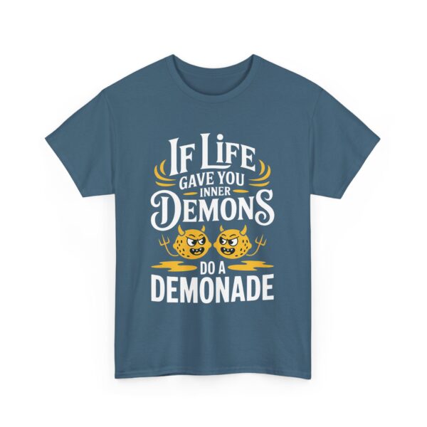 funny mental health meme demonade inner demons pun dark humor lemons joke Unisex Heavy Cotton Tee - Image 3