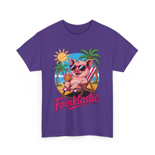 Foinktastic Funny Pig Beach Summer Vacation Palm Sun Animal Pun Design Unisex Heavy Cotton Tee - Image 5