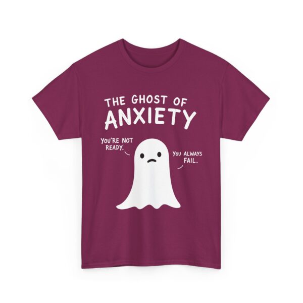 The Ghost of Anxiety – Minimalist Mental Health Doodle Ghost Design Unisex Heavy Cotton Tee - Image 10