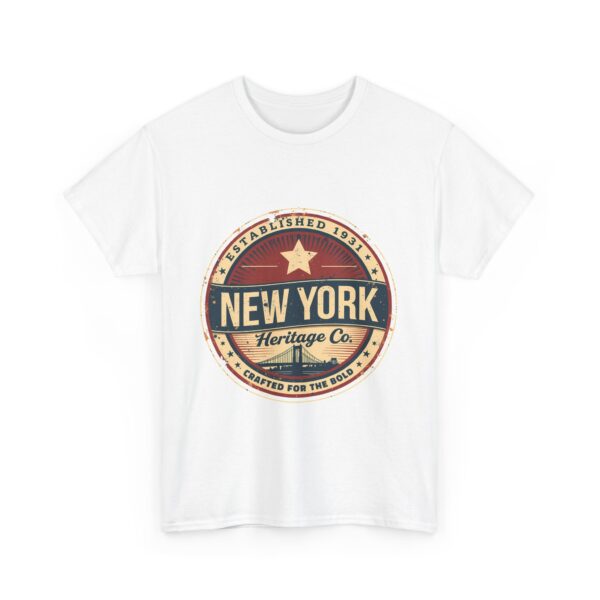 New York Heritage Co Vintage Badge Brooklyn Bridge Americana Style Design Unisex Heavy Cotton Tee - Image 4