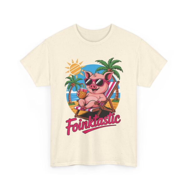 Foinktastic Funny Pig Beach Summer Vacation Palm Sun Animal Pun Design Unisex Heavy Cotton Tee - Image 7