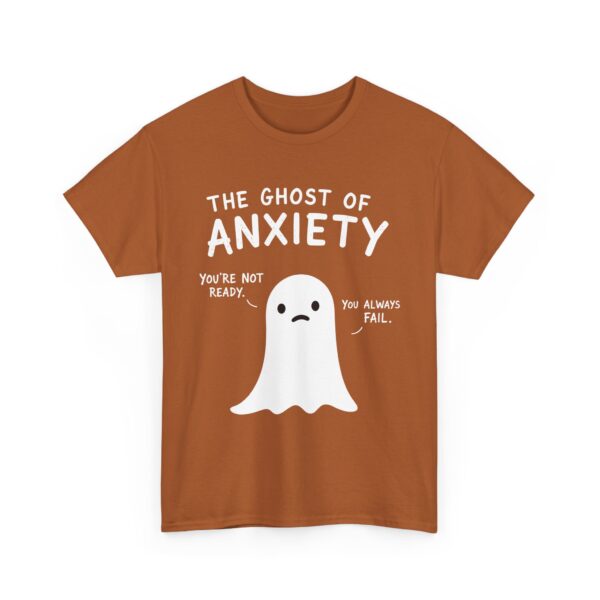 The Ghost of Anxiety – Minimalist Mental Health Doodle Ghost Design Unisex Heavy Cotton Tee - Image 7