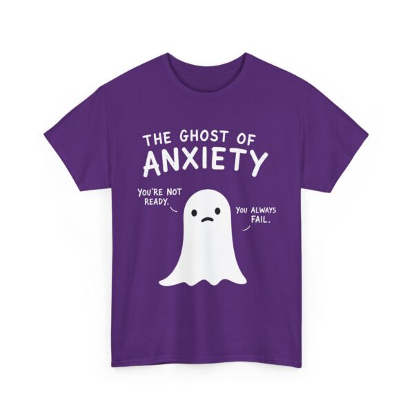 The Ghost of Anxiety – Minimalist Mental Health Doodle Ghost Design Unisex Heavy Cotton Tee - Image 4