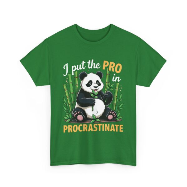 Funny Lazy Panda Procrastination Quote Mental Wellness Humor Bamboo Forest Design Unisex Heavy Cotton Tee - Image 3