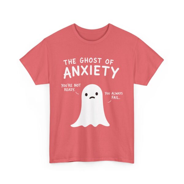 The Ghost of Anxiety – Minimalist Mental Health Doodle Ghost Design Unisex Heavy Cotton Tee - Image 6