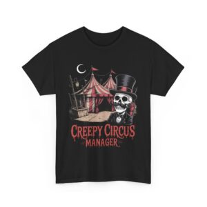 Creepy Circus Manager Halloween Skull Mardi Gras Horror Gothic Design Unisex Heavy Cotton Tee