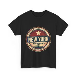 New York Heritage Co Vintage Badge Brooklyn Bridge Americana Style Design Unisex Heavy Cotton Tee