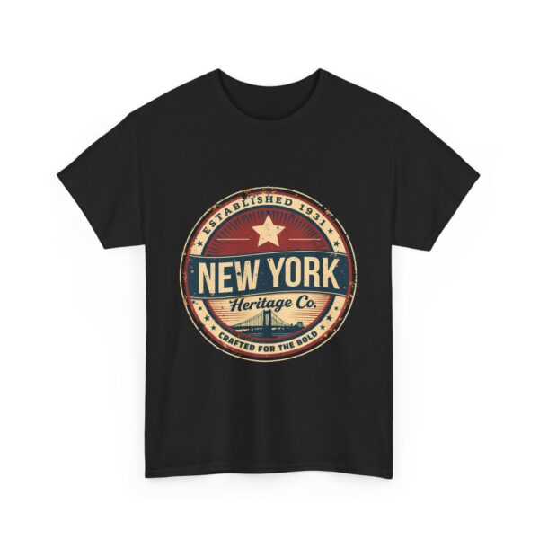 New York Heritage Co Vintage Badge Brooklyn Bridge Americana Style Design Unisex Heavy Cotton Tee