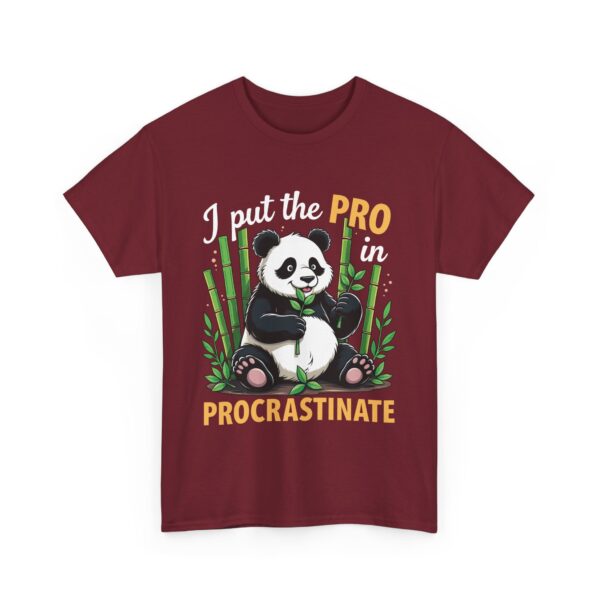 Funny Lazy Panda Procrastination Quote Mental Wellness Humor Bamboo Forest Design Unisex Heavy Cotton Tee - Image 2
