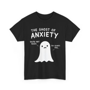 The Ghost of Anxiety – Minimalist Mental Health Doodle Ghost Design Unisex Heavy Cotton Tee